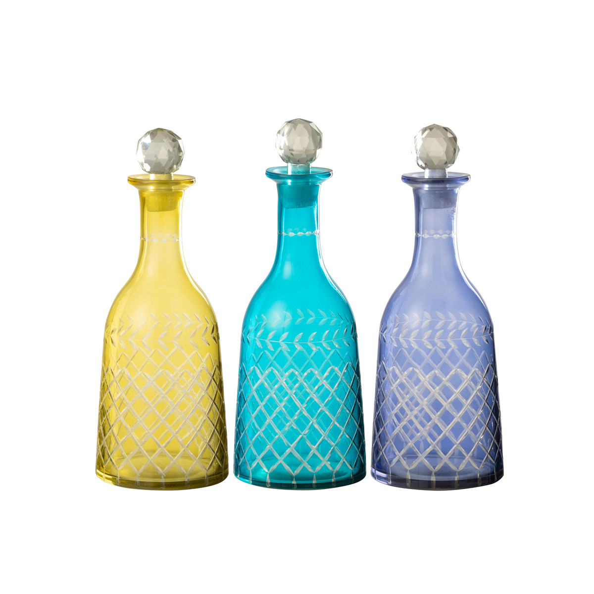 ΜΠΟΥΚΑΛΙ ΣΚΑΛΙΣΤΟ ΚΙΤΡΙΝΟ/ΜΠΛΕ/ΤΙΡΚΟΥΑΖ TARIFA ΓΥΑΛΙΝΟ L ASS3 (10.5x10.5x30cm) image