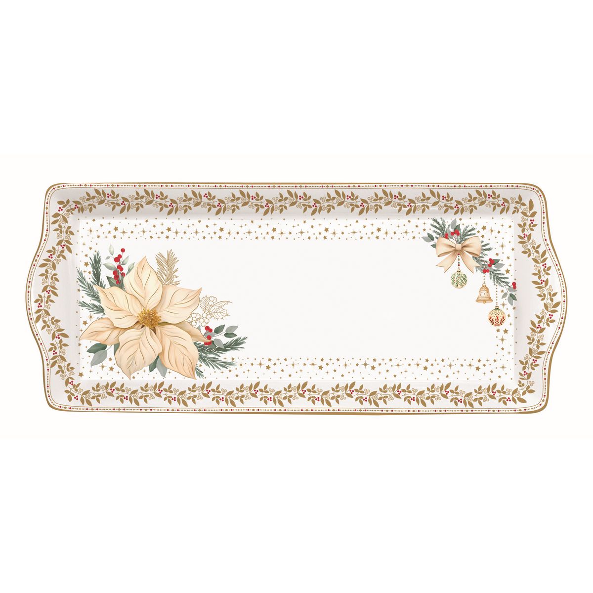 ΠΙΑΤΕΛΑ ΜΕ ΧΡΥΣΟ ΑΛΕΞΑΝΔΡΙΝΟ ΟΡΘΟΓΩΝΙΑ WHITE ELEGANCE 35Χ15CΜ ΠΟΡΣΕΛΑΝΗ ΣΕ ΚΟΥΤΙ image