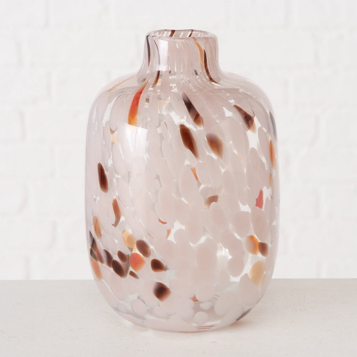 BAZO Umea H18 D11cm solid colored ΚΑΦΕ/ΛΕΥΚΟ ΣΕ ΓΥΑΛΙ image