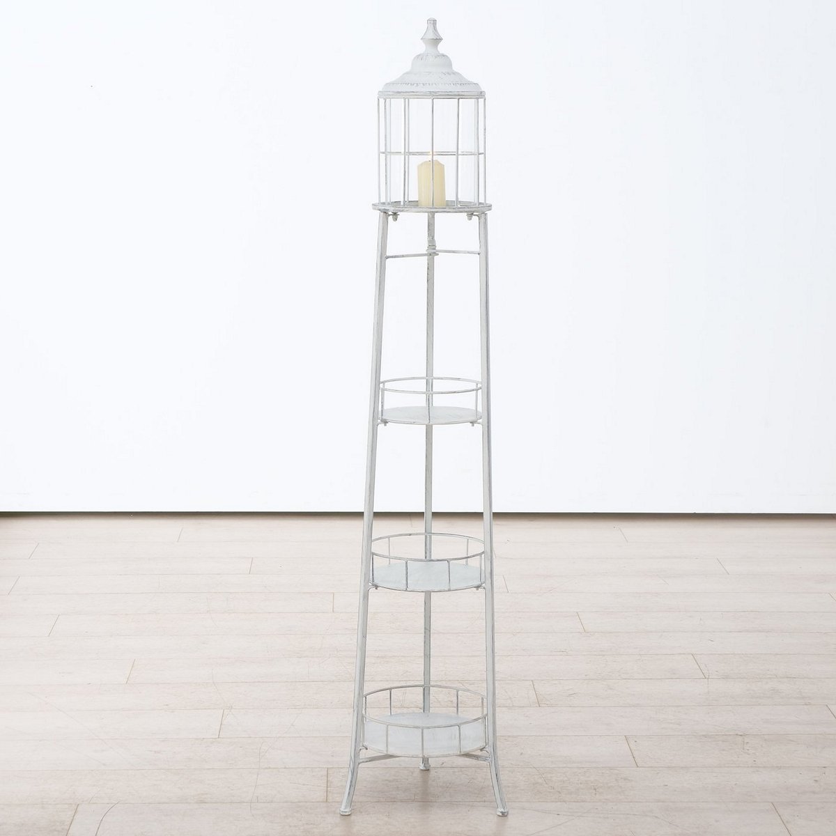 ΣΤΗΛΗ/ΡΑΦΙΕΡΑ Signo ΣΤΡΟΓΓΥΛΟ H145cm D35cm ΜΕΤΑΛΛΟ ΛΕΥΚΟ image