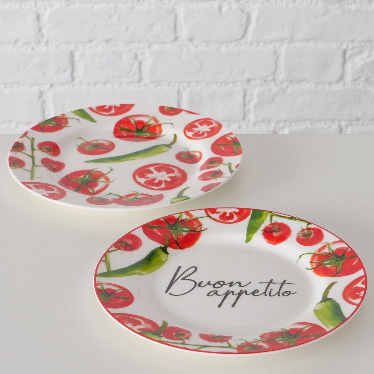 ΠΙΑΤΟ 2/ass ΣΧΕΔΙΟ Tomato ΚΟΚΚΙΝΟ ΛΕΥΚΟ D21cm New Bone ΠΟΡΣΕΛΑΝΗ Dishwasher safe image