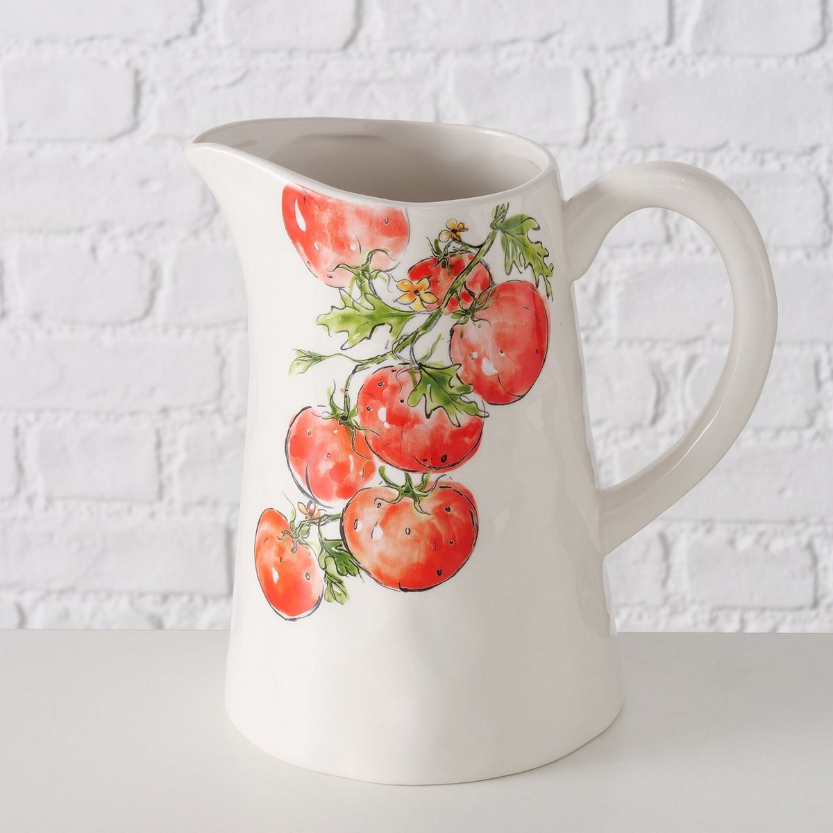 ΚΑΝΑΤΑ ΣΧΕΔΙΟ Tomaty 1.250ml ΛΕΥΚΟ ΚΟΚΚΙΝΟ ΠΡΑΣΙΝΟ H23 D15cm ΔΟΛΟΜΙΤΗΣ Dishwasher safe image