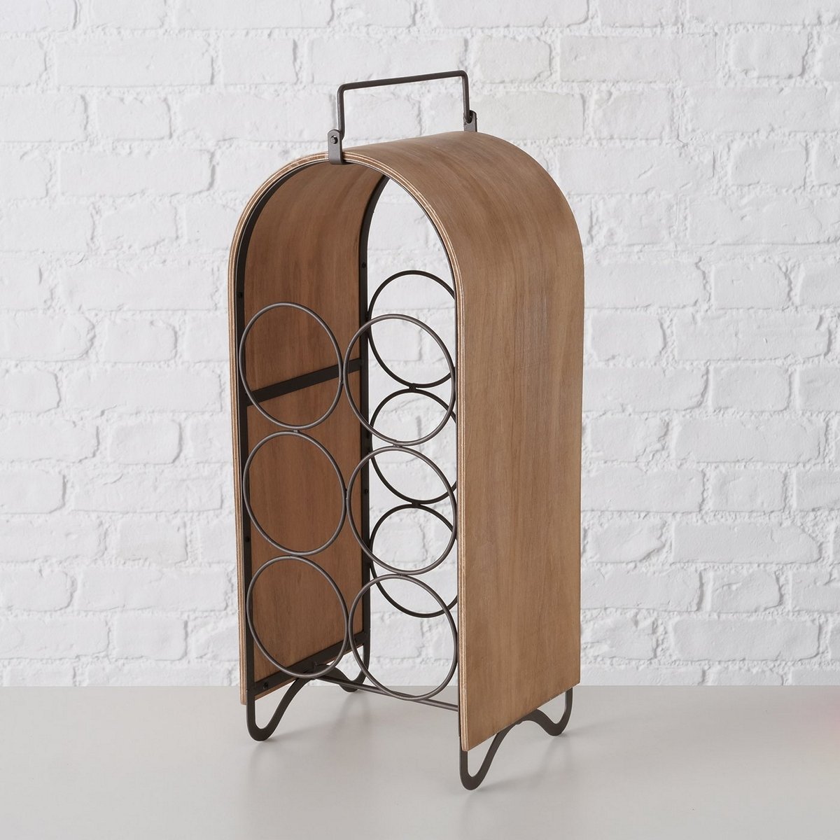 ΜΠΟΥΚΑΛΟΘΗΚΗ ΚΡΑΣΙΟΥ Chianti H50cm W18cm ΚΑΦΕ Ινοσανίδα μέσης πυκνότητας ΜΕΤΑΛΛΟ image