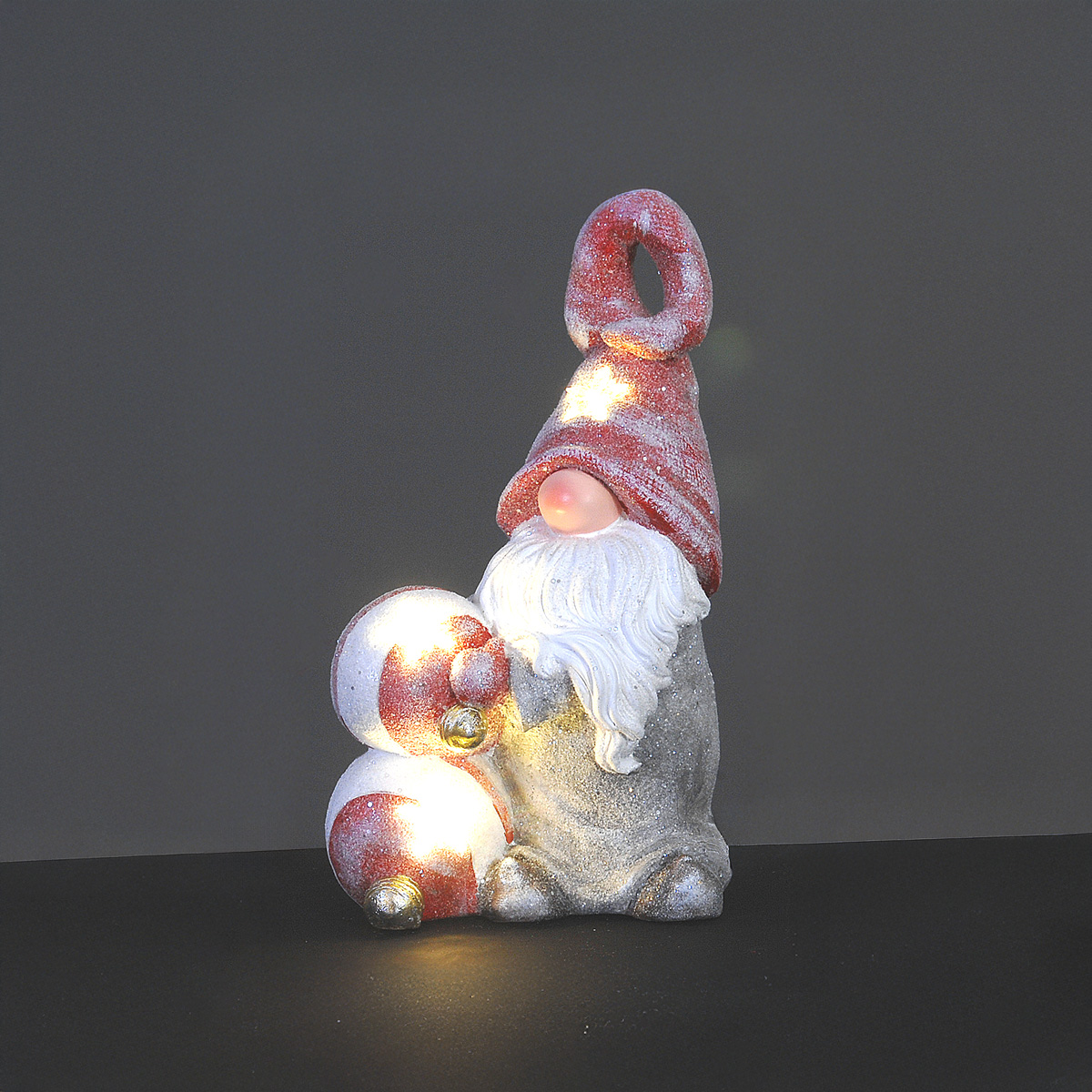 ΞΩΤΙΚΟ ΜΕ ΜΠΑΛΕΣ 42cm led ΚΟΚΚΙΝΟ ΓΚΡΙ POLYRESIN image