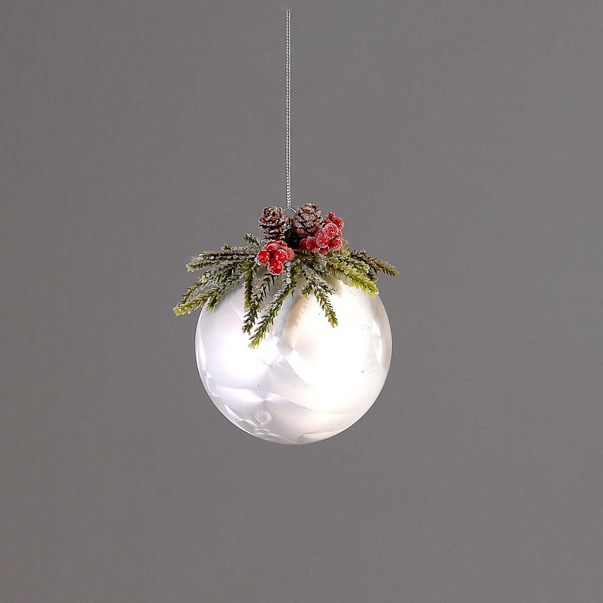 ΜΠΑΛΑ 10cm ΛΕΥΚΗ ΜΕ ΦΥΛΛΑ ΓΚΙ ΓΥΑΛΙ image