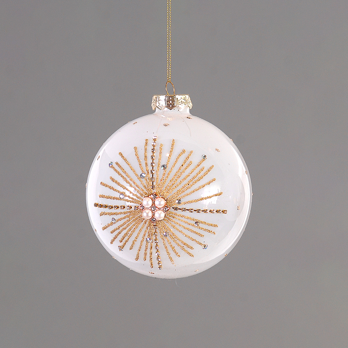 ΜΠΑΛΑ 12cm ΧΡΥΣΗ ΜΕ ΠΕΡΛΕΣ ΓΥΑΛΙ image