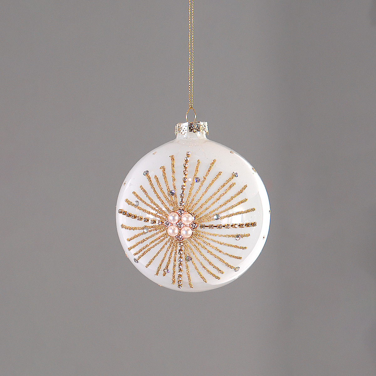 ΜΠΑΛΑ 10cm ΧΡΥΣΗ ΜΕ ΠΕΡΛΕΣ ΓΥΑΛΙ image