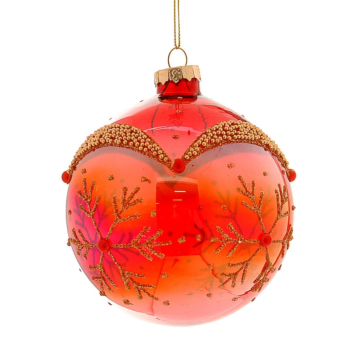 ΜΠΑΛΑ ΚΟΚΚΙΝΗ ΜΕ ΧΡΥΣΟ ΓΚΛΙΤΕΡ ΓΥΑΛΙ 12cm image