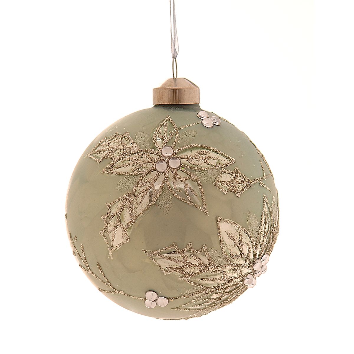 ΜΠΑΛΑ ΠΡΑΣΙΝΗ ΜΕ ΑΣΗΜΙ ΛΟΥΛΟΥΔΙΑ ΓΥΑΛΙ 12cm image