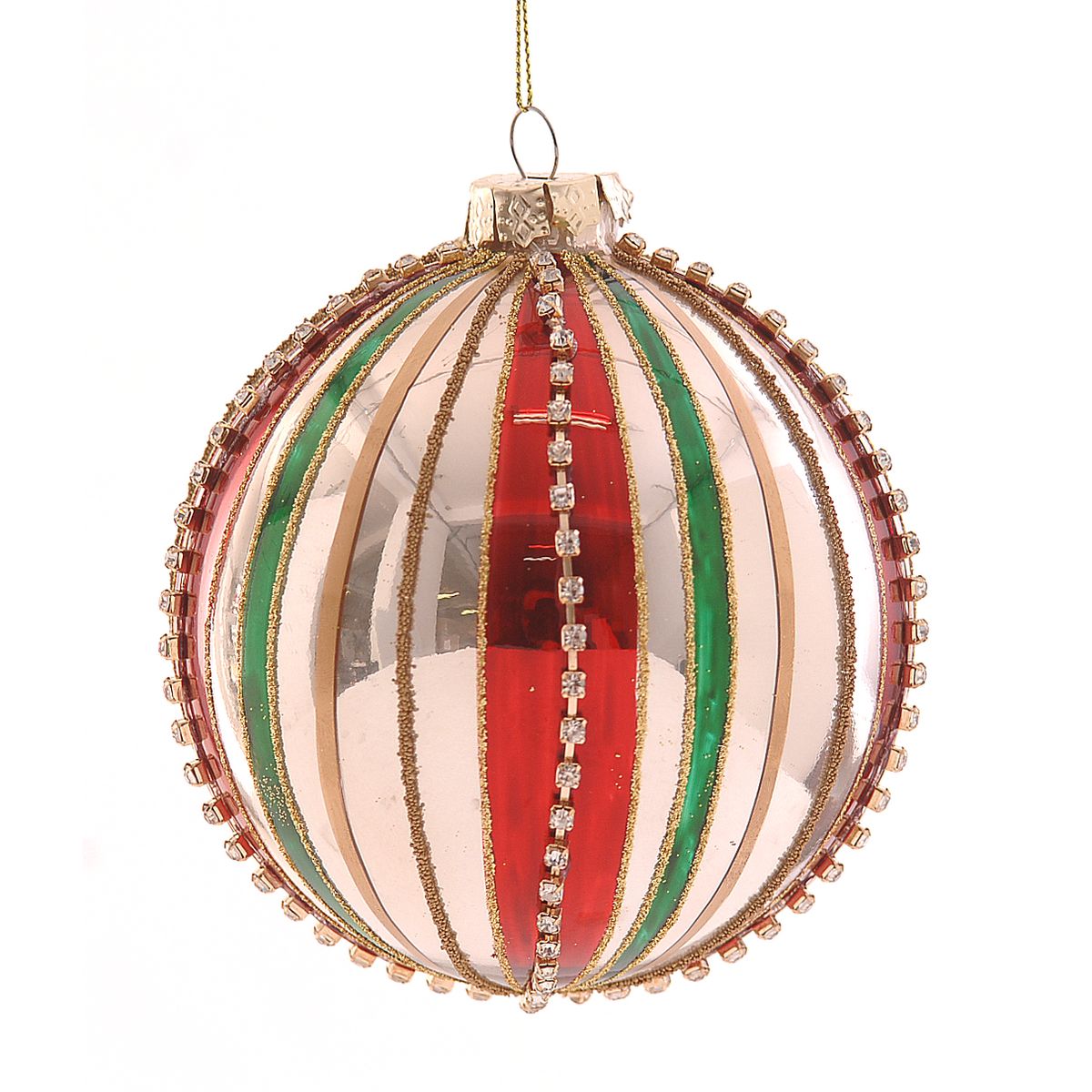 ΜΠΑΛΑ ΜΕ ΡΙΓΕΣ ΚΟΚΙΝΕΣ/ΠΡΑΣΙΝΕΣ ΚΑΙ ΠΕΤΡΕΣ 10cm ΓΥΑΛΙ image