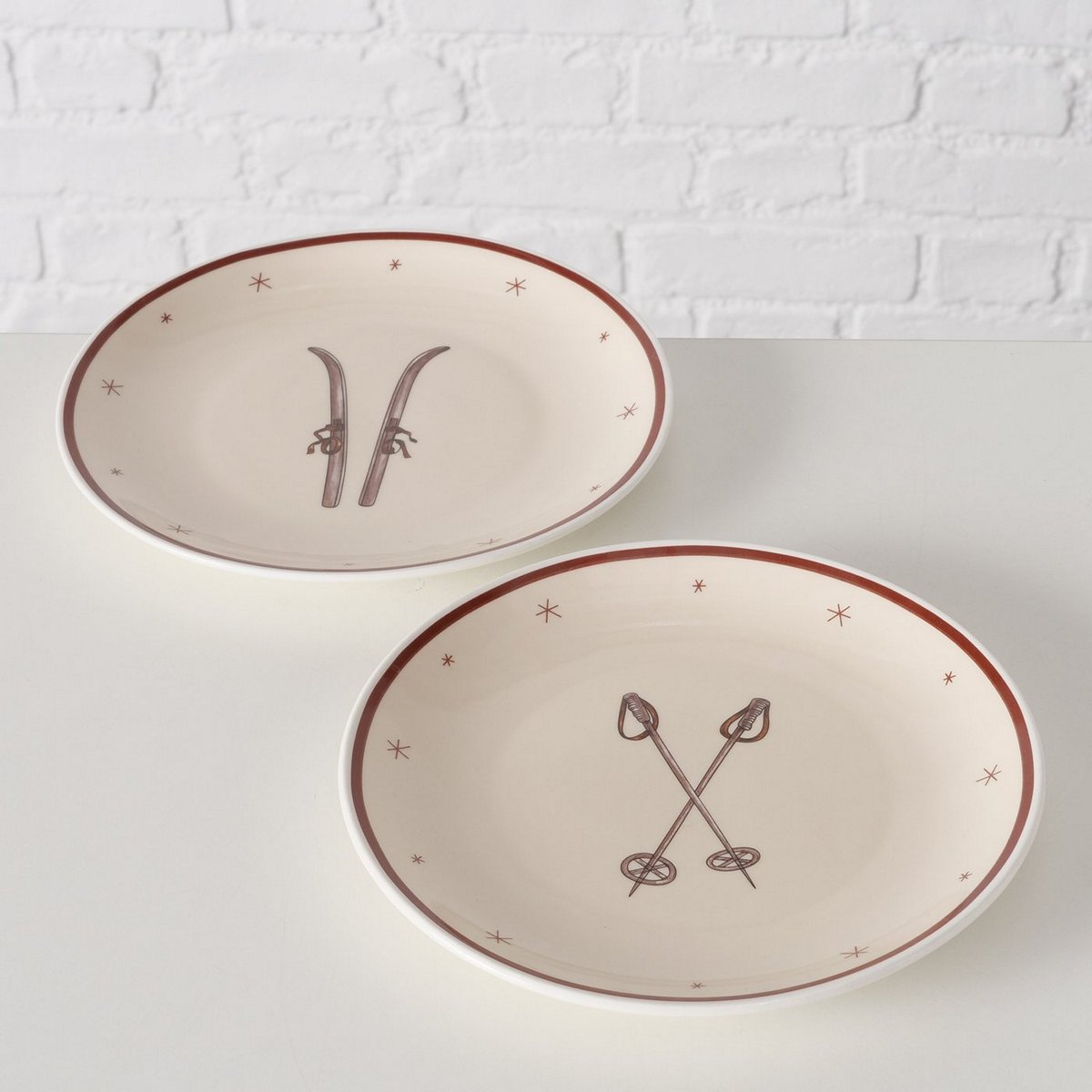 ΠΙΑΤΟ 2/ass ΣΧΕΔΙΟ ΣΚΙ/ΜΠΑΤΟΝ Mountains Dishwasher safe D21cm New Bone ΚΕΡΑΜΙΚΟ image