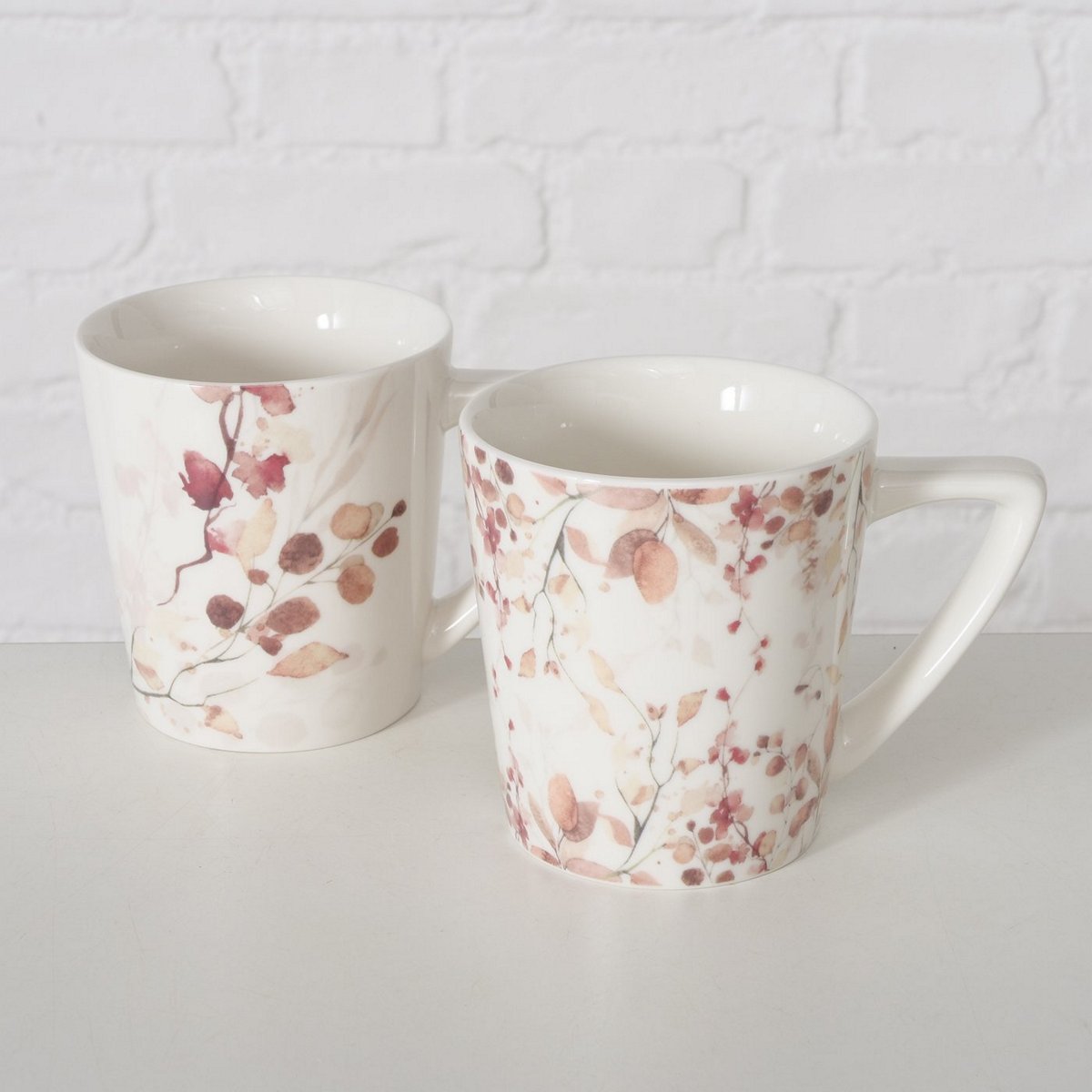 ΚΟΥΠΑ Bernada 2/ass ΣΧΕΔΙΟ ΦΥΛΛΑ ΚΑΦΕ ΡΟΖ 12Χ9Χ9cm 300ml ΠΟΡΣΕΛΑΝΗ New Bone Dishwasher proof image