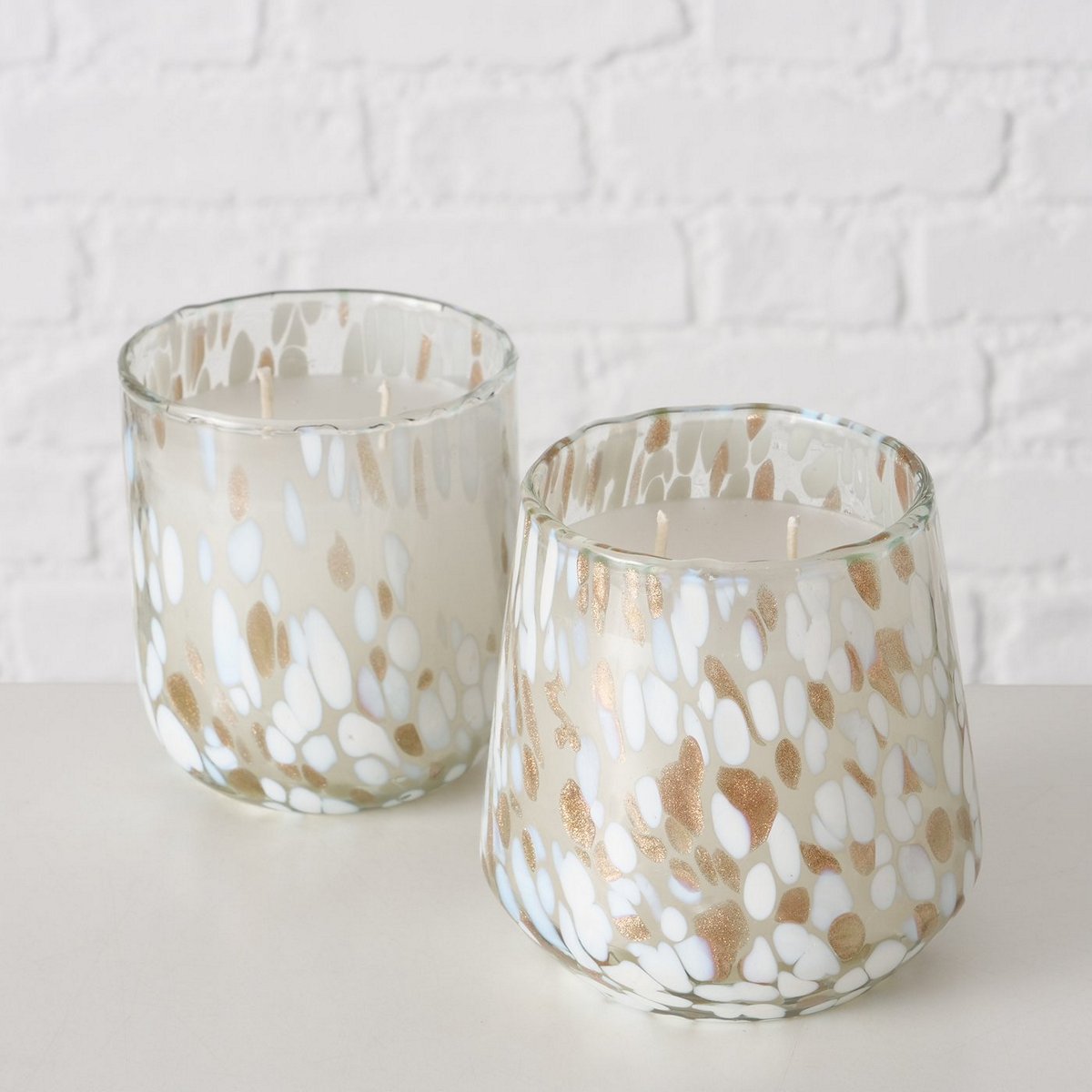 ΚΗΡΟΠΗΓΙΟ 2/ass Dotti ΛΕΥΚΟ ΧΡΥΣΟ ΜΕ ΚΕΡΙ H11cm D10cm ΓΥΑΛΙ ΠΑΡΑΦΙΝΗ image