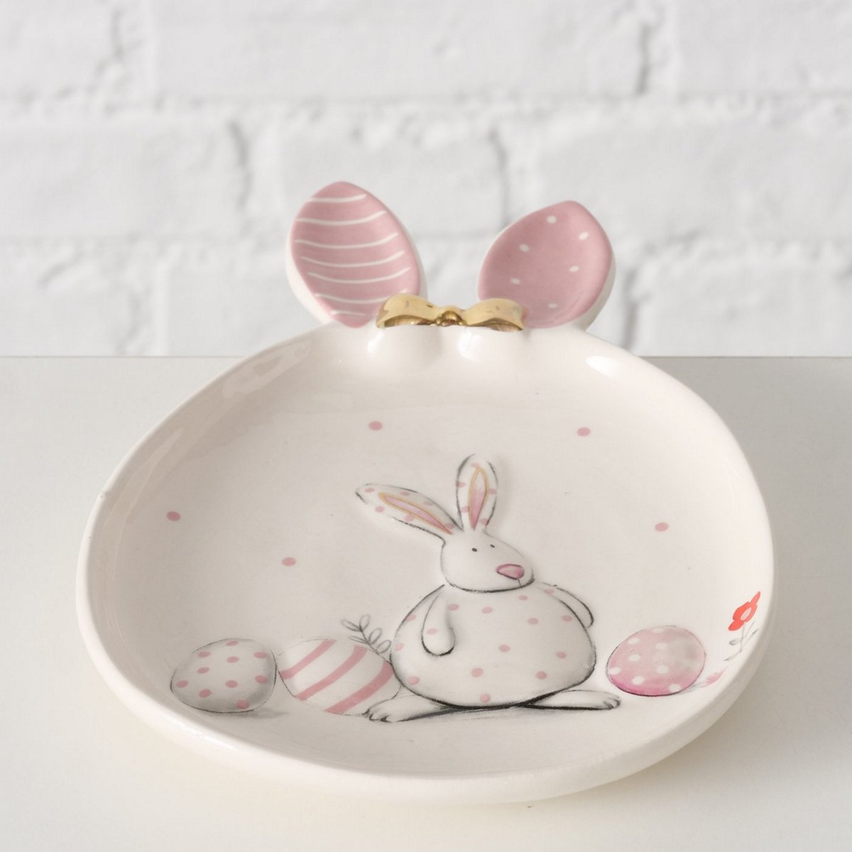 ΠΙΑΤΕΛΑ Malou ΛΑΓΟΣ ΡΟΖ ΛΕΥΚΟ ΚΕΡΑΜΙΚΟ 21x14x2cm Dishwasher proof image