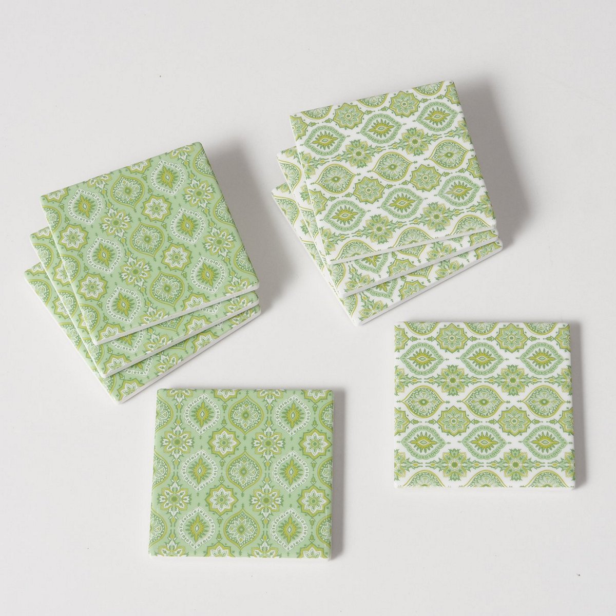 ΣΟΥΒΕΡ 2/ass Set/4 ΣΧΕΔΙΟ ΓΕΩΜΕΤΡΙΚΟ Portofino 10X10cm ΠΡΑΣΙΝΟ ΚΕΡΑΜΙΚΟ image