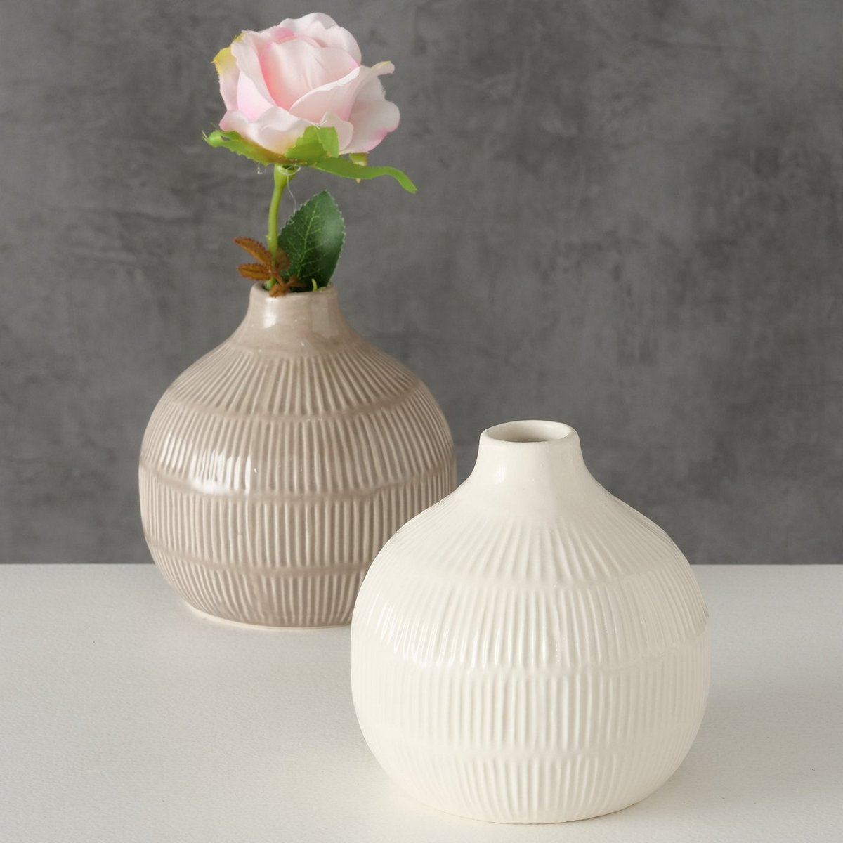 ΒΑΖΟ Kaylee 2/ass H12cm D12cm ΚΑΦΕ ΕΚΡΟΥ ΚΕΡΑΜΙΚΟ image