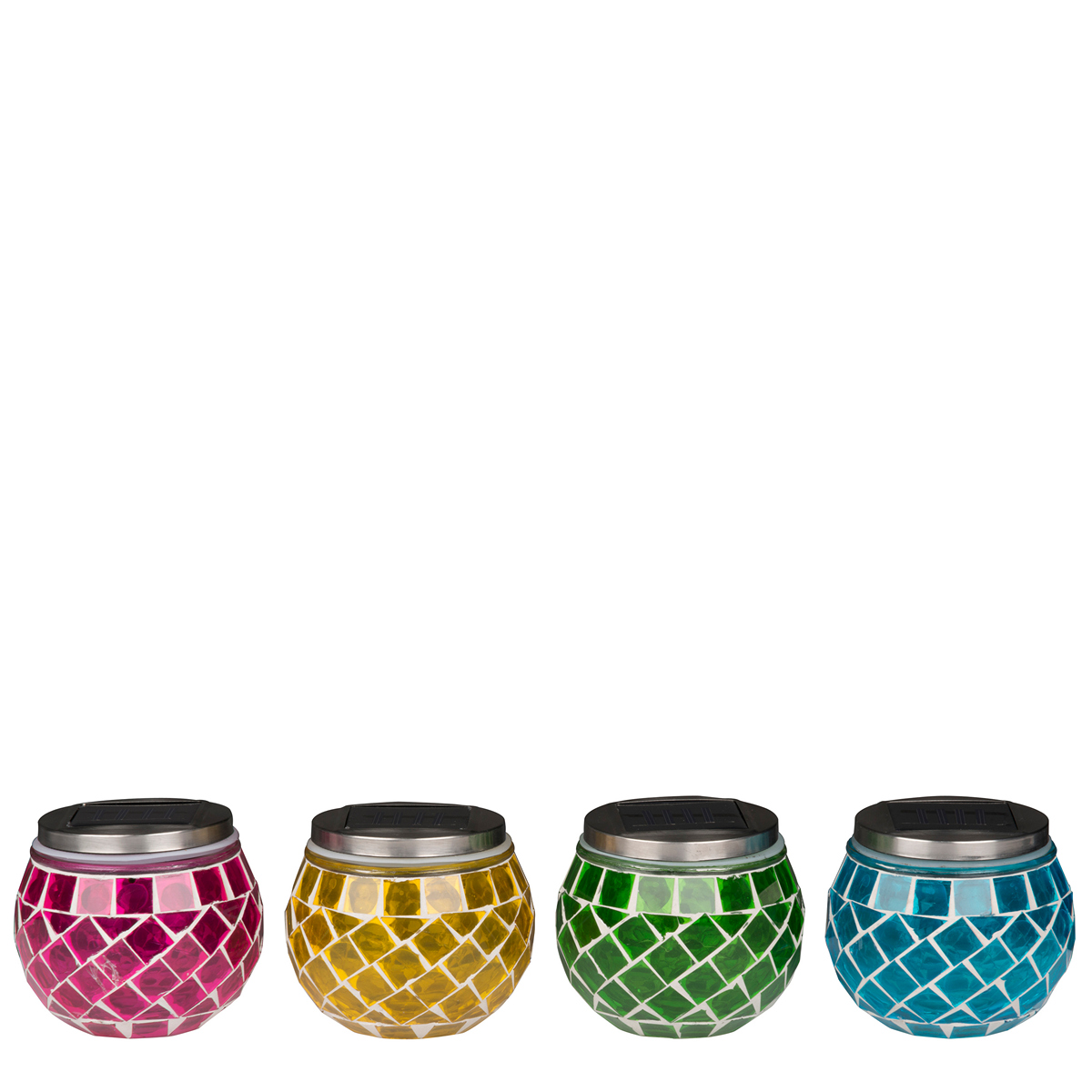 ΛΑΜΠΑ 4/ass LED-solar mosaic ΜΠΛΕ ΠΡΑΣΙΝΟ ΚΙΤΡΙΝΟ ΦΟΥΖ ΣΥΝΘΕΤΙΚΟ image