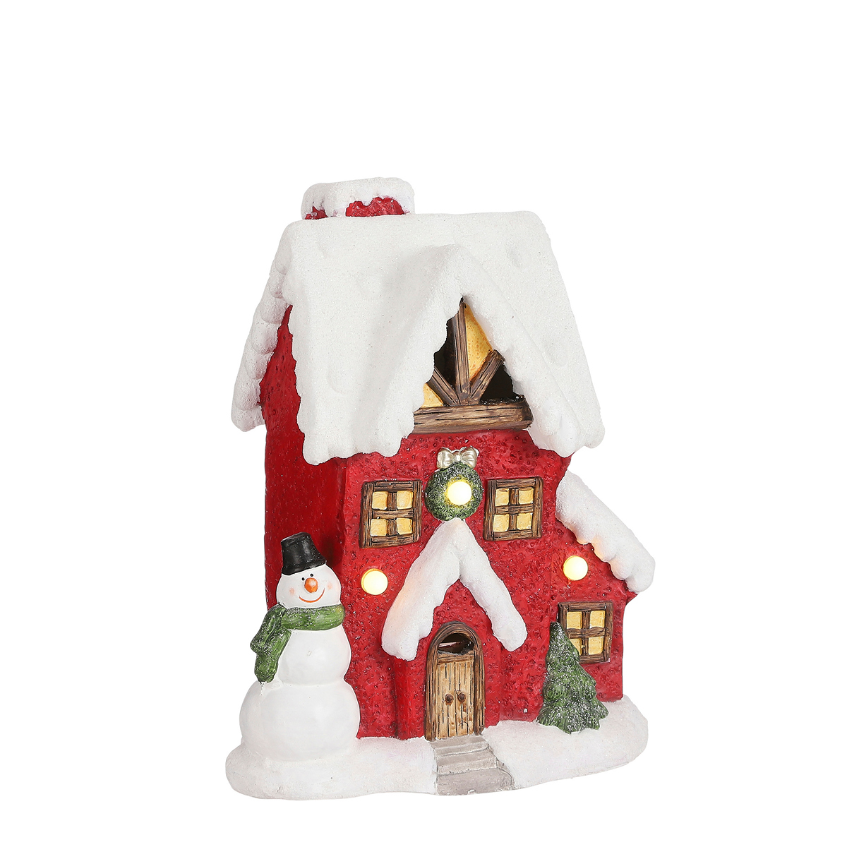 ΣΠΙΤΙ LED ΚΟΚΚΙΝΟ ME ΧΙΟΝΑΝΘΡΩΠΟ battery operated - l28 image