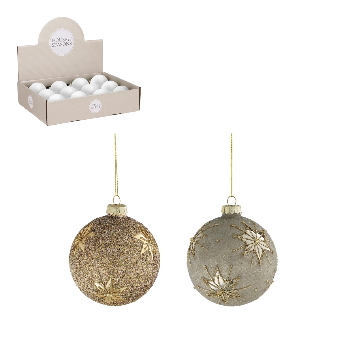 ΜΠΑΛΑ 2/ass ΚΑΦΕ ΓΚΡΙ ΜΕ ΧΙΟΝΟΝΙΦΑΔΑ D8cm ΓΥΑΛΙ image