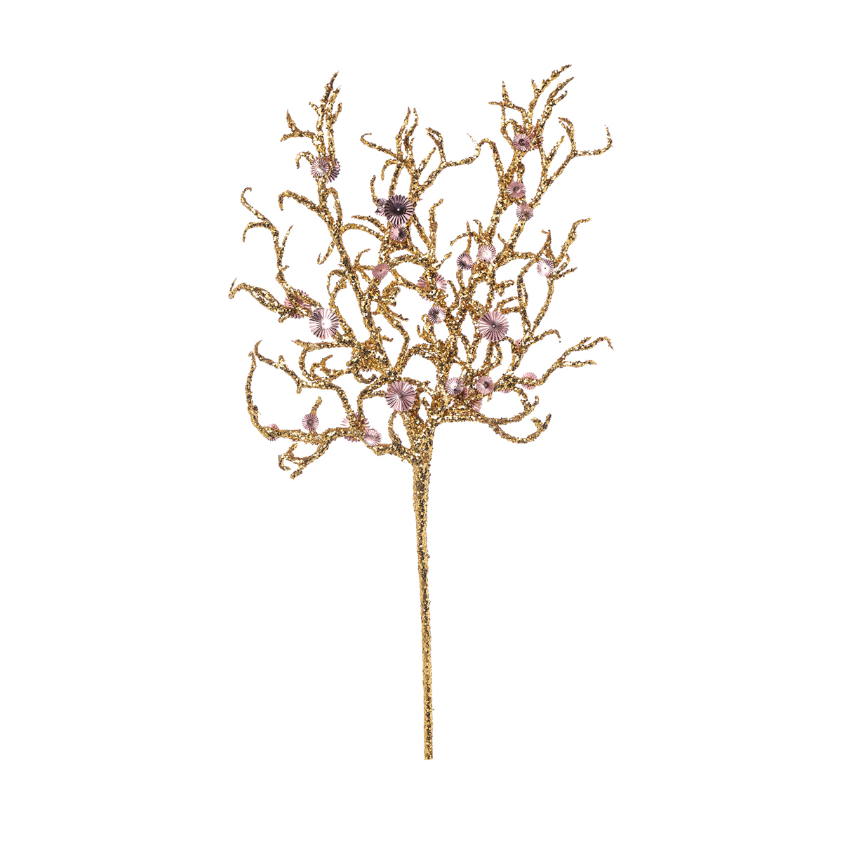 ΚΟΡΑΛΙ ΚΛΑΔΙ ΧΡΥΣΟ ΜΕ GLITTER ΡΟΖ ΠΛΙΣΕ ΛΟΥΛΟΥΔΙ 55cm image