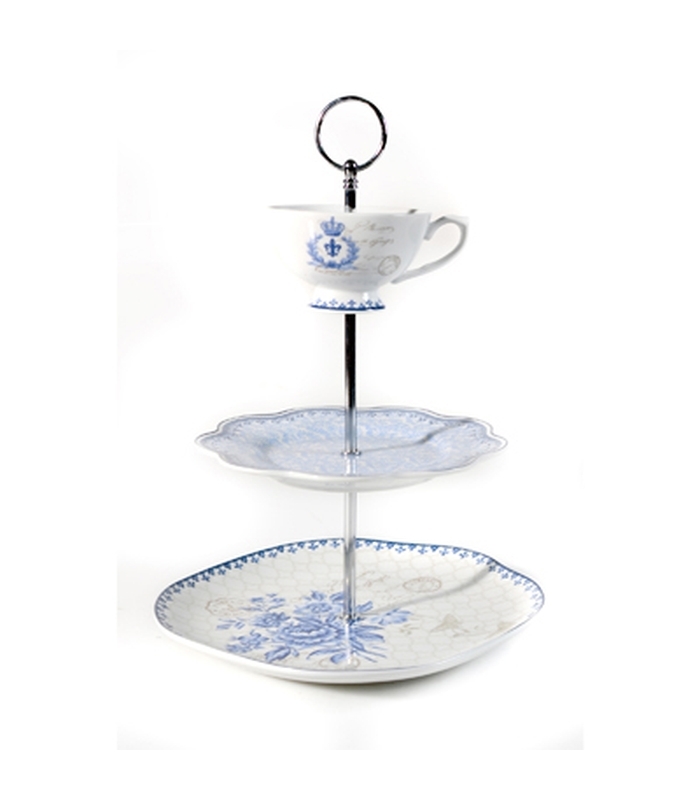 ΠΙΑΤΕΛΑ 3ΟΡΟΦΗ WHITE -BLUE NEW BONE ΜΕ ΚΟΥΠΑ-ΠΙΑΤΟ ΦΡΟΥΤ-ΕΠΙΔΟΡΠ. ΣΕ ΚΟΥΤΙ image