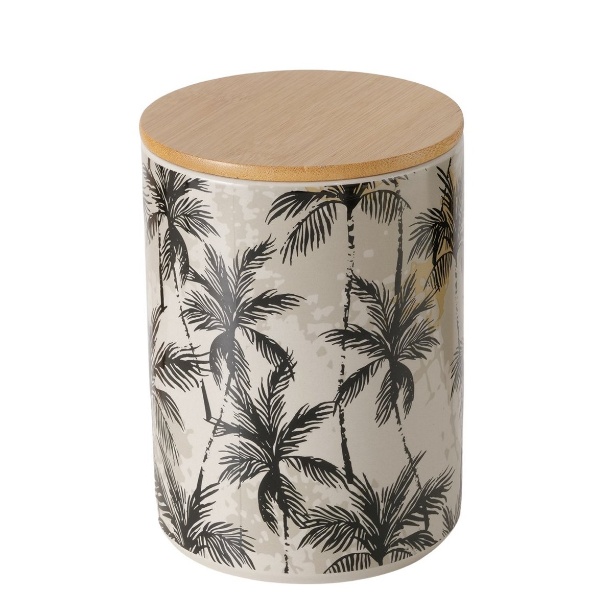 ΔΟΧΕΙΟ ΑΠΟΘΗΚΕΥΣΗΣ ΣΧΕΔΙΟ ΦΟΙΝΙΚΑΣ Palma ΠΡΑΣΙΝΟ ΜΑΥΡΟ H16cm D12cm Bamboo ΚΑΠΑΚΙ 20-26-329 image