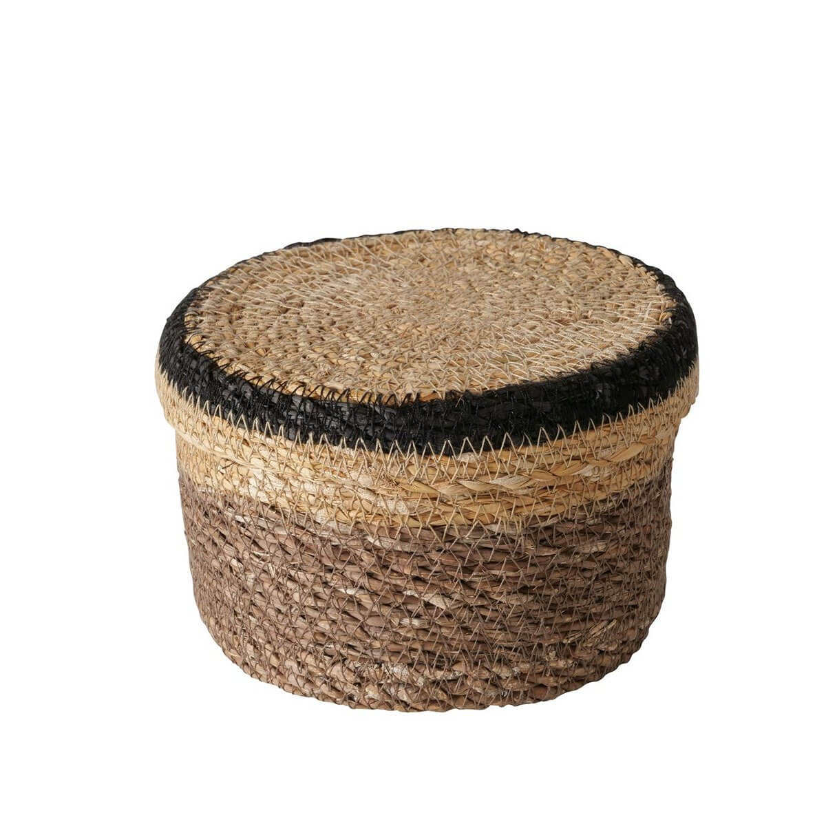 ΚΑΛΑΘΙ ΜΠΑΜΠΟΥ ΜΕ ΚΑΠΑΚΙ ΚΑΦΕ ΜΠΕΖ ΜΑΥΡΟ H10cm D16cm seagrass 20-26-476 image