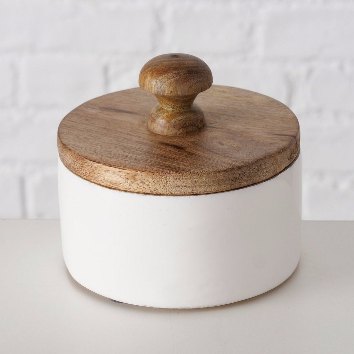 ΔΟΧΕΙΟ ΑΠΟΘΗΚΕΥΣΗΣ ΛΕΥΚΟ Pelia D11 H11cm ΞΥΛΟ Μάνγκο 20-25-257 image