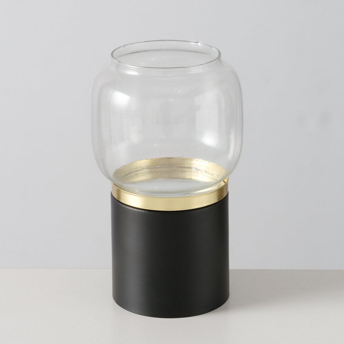 ΚΗΡΟΠΗΓΙΟ Olek ΜΕΣΑΙΟ ΜΑΥΡΗ ΜΕΤΑΛΛΙΚΗ ΒΑΣΗ ΜΕ ΔΙΑΦΑΝΟ ΑΝΑΚΥΚΛΩΜΕΝΟ ΓΥΑΛΙ 20-25-644 image