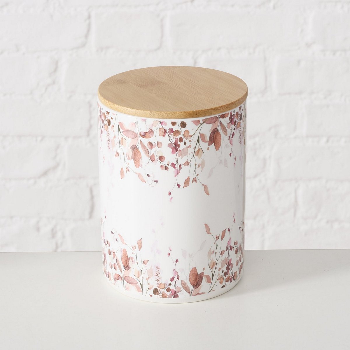 ΔΟΧΕΙΟ ΑΠΟΘΗΚΕΥΣΗΣ ΣΧΕΔΙΟ ΦΥΛΛΑ ΜΠΟΡΝΤΩ Bernada H16cm D12cm ΚΑΠΑΚΙ Bamboo ΜΕ ΣΙΛΙΚΟΝΗ 20-81-701 image