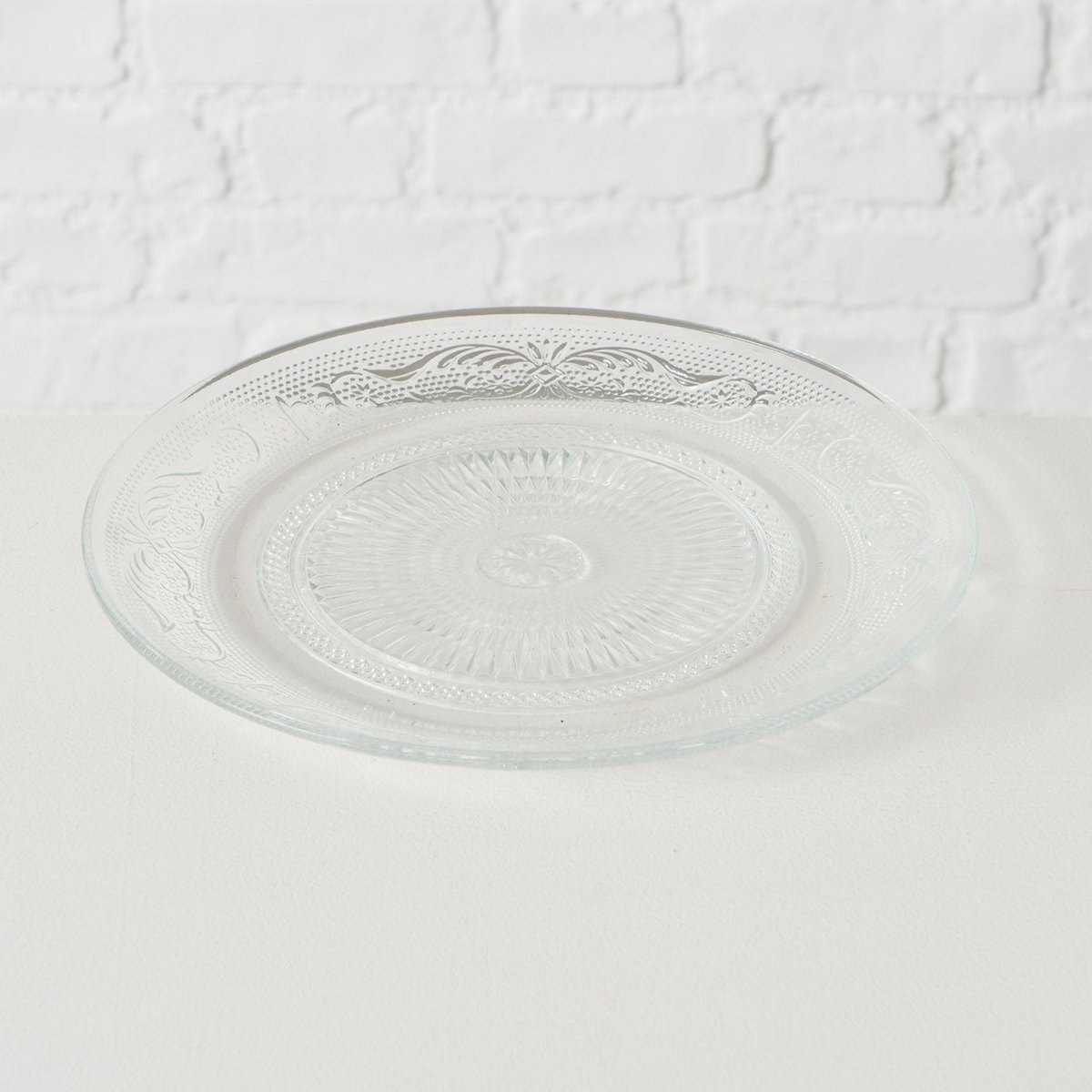 ΠΙΑΤΟ ΓΥΑΛΙΝΟ ΜΕ ΣΧΕΔΙΑ Relief D22cm glass clear 20-88-373 image