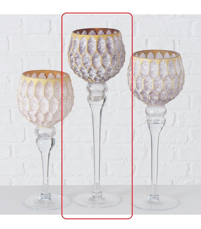 ΚΗΡΟΠΗΓΙΟ ΜΕ ΠΟΔΙ ΣΟΜΟΝ/ΜΠΕΖ Manou H40cm ΓΥΑΛΙ 20-96-176 L0 W0 H40 D12 image