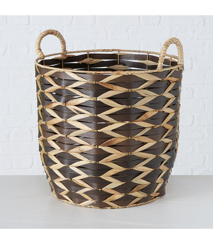 ΚΑΛΑΘΙ Lindos ΣΤΡΟΓΓΥΛΟ ΦΥΣΙΚΟ/ΜΠΕΖ/ΚΑΦΕ H39cm D42cmΘαλασσόχορτο 20-96-547 image