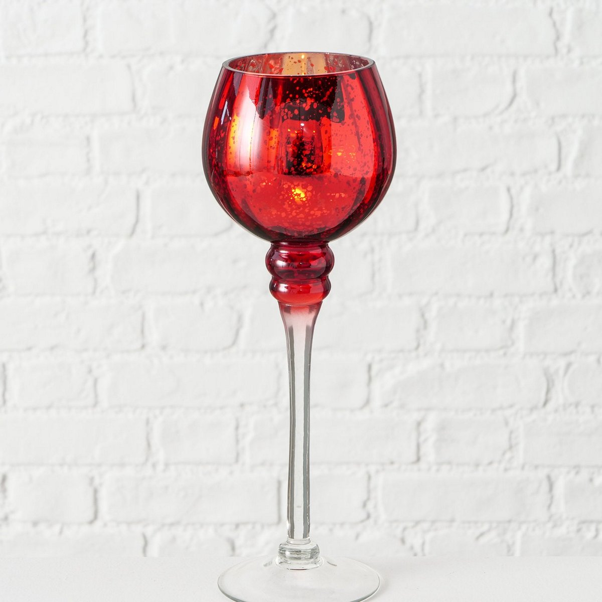 ΚΗΡΟΠΗΓΙO ΜΕ ΠΟΔΙ ΚΟΚΚΙΝΟ Manou ΓΥΑΛΙ H30cm 20-99-763 image