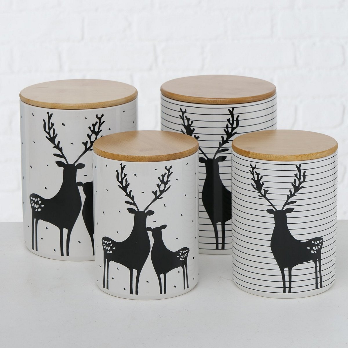 ΔΟΧΕΙΟ ΑΠΟΘΗΚΕΥΣΗΣ 2/ass ΣΧΕΔΙΟ ΤΑΡΑΝΔΟΣ Blacky ΛΕΥΚΟ/ΜΑΥΡΟ H19cm D14cm Bamboo ΚΑΠΑΚΙ ΚΕΡΑΜΙΚΟ 20-99-824 image