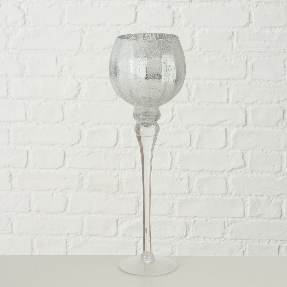 ΚΗΡΟΠΗΓΙΟ ΑΣΗΜΙ ΜΕ ΠΟΔΙ Manou H40cm ΓΥΑΛΙ 20-23-279 image