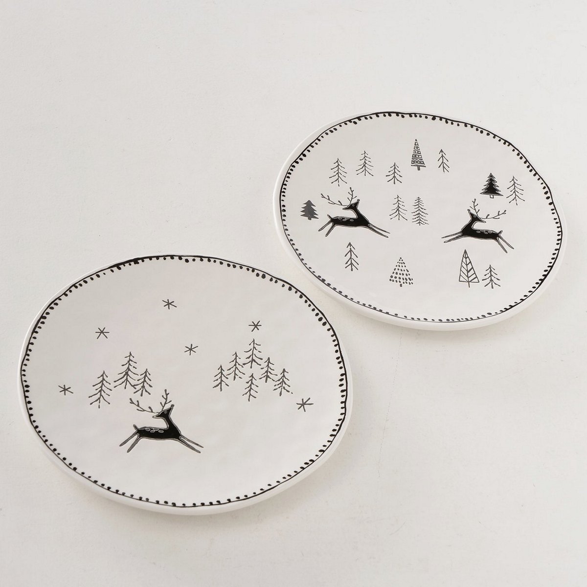 ΠΙΑΤΟ 2/ass Madalyn ΣΧΕΔΙΟ ΔΕΝΔΡΑ/ΕΛΑΦΙ ΑΣΠΡΟ/ΜΑΥΡΟ D23cm ΔΟΛΟΜΙΤΗΣ image