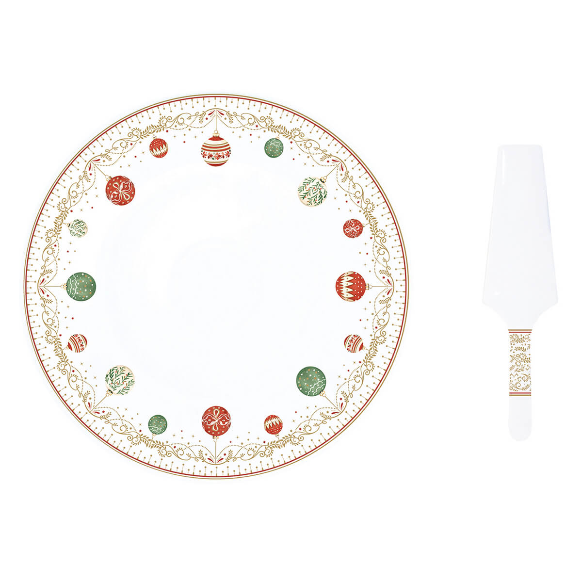 ΤΟΥΡΤΙΕΡΑ&ΣΠΑΤΟΥΛΑ ΣΕΤ/2 ΜΕ ΧΡΙΣΤ/ΚΕΣ ΜΠΑΛΕΣ CΗRΙSΤΜΑS ΕVΕ 32ΕΚ ΠΟΡΣΕΛΑΝΗ image