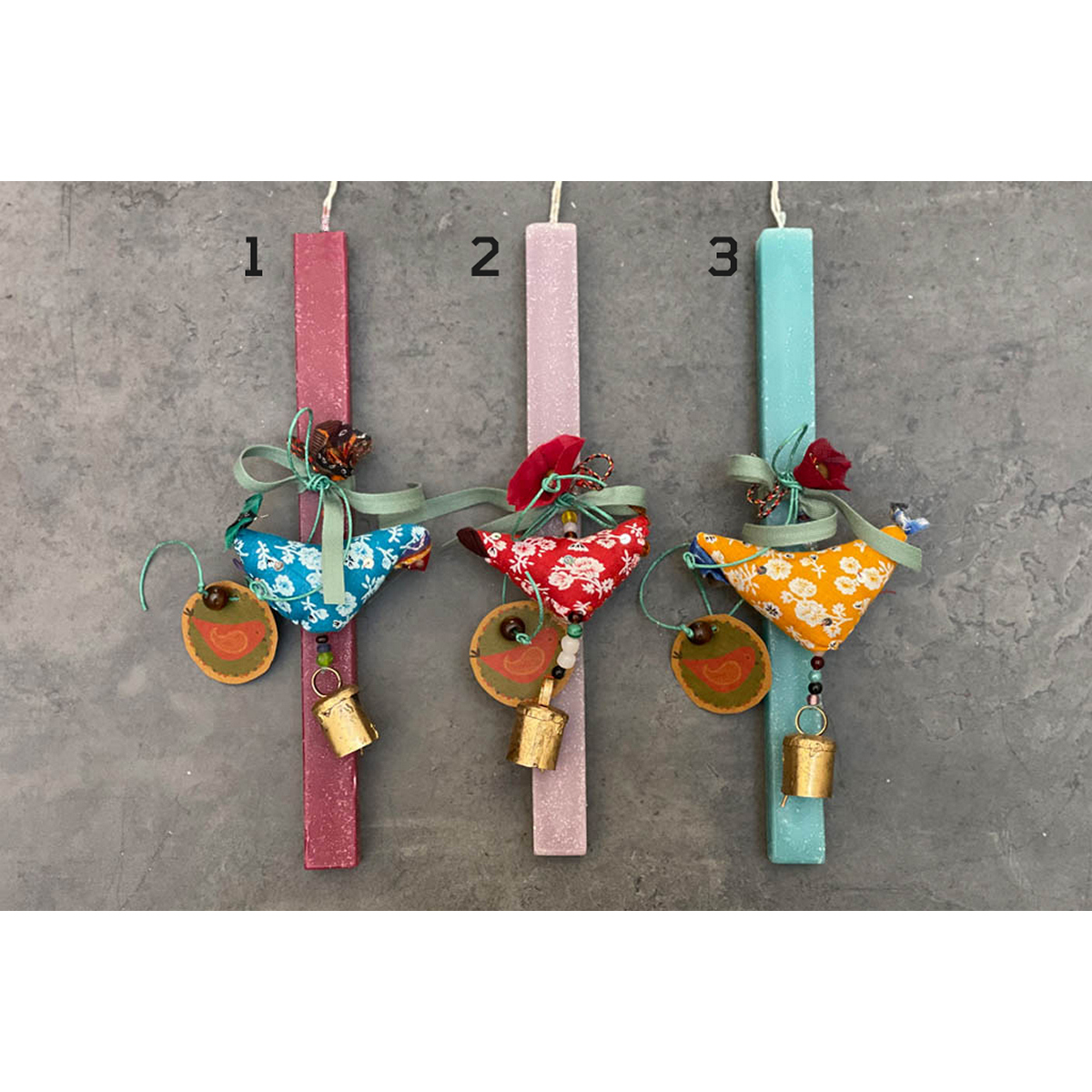 ΛΑΜΠΑΔΑ ΤΕΤΡΑΓΩΝΗ ASS/3 ΦΟΥΞ/ΡΟΖ/ΣΙΕΛ ΜΕ ΠΟΥΛΙ PATCHWORK ΚΡΕΜΑΣΤΟ image