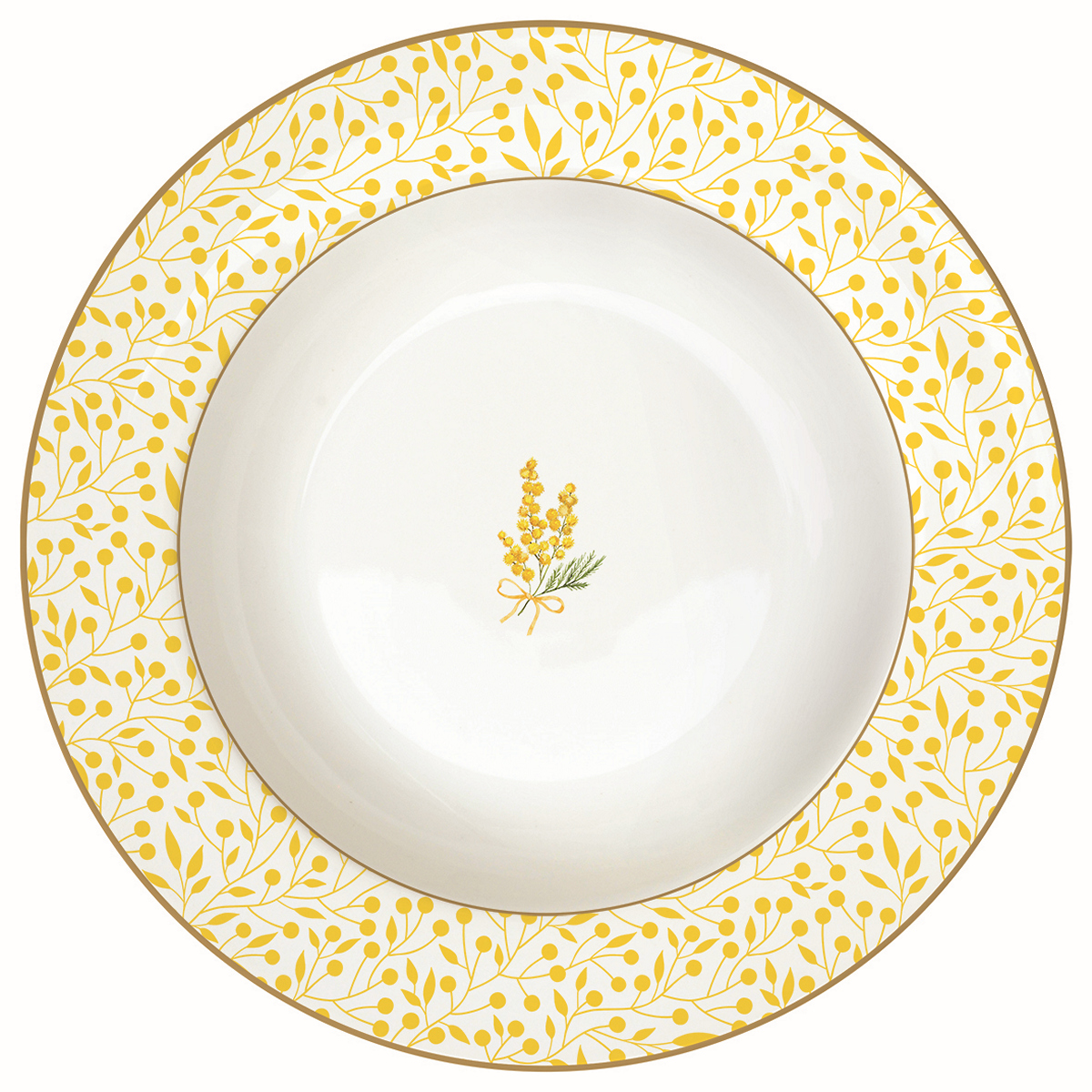 ΠΙΑΤΟ ΒΑΘΥ ΜΕ ΣΧΕΔΙΟ ΚΙΤΡΙΝΑ ΛΟΥΛΟΥΔΙΑ ΜΕ ΜΠΛΕ ΠΟΥΛΙ MIMOSA 21 image