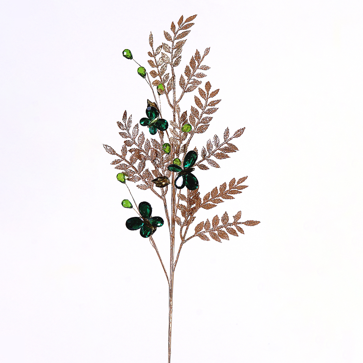 ΚΛΑΔΙ 76cm ΧΡΥΣΟ ΜΕ GLITTER ΚΑΙ ΠΡΑΣΙΝΕΣ ΠΕΤΑΛΟΥΔΕΣ image