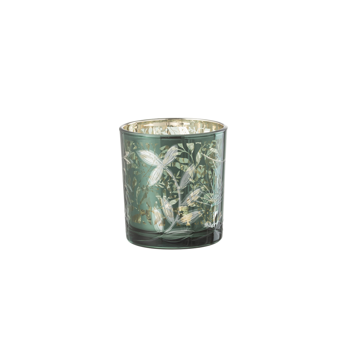 ΚΗΡΟΠΗΓΙΟ ΜΕ ΣΚΑΛΙΣΜΑ LEAVES ΓΥΑΛΙΝΟ ΠΡΑΣΙΝΟ/ΑΝΤΙΚΕ ΧΡΥΣΟ S (7.3x7.3x8cm) image