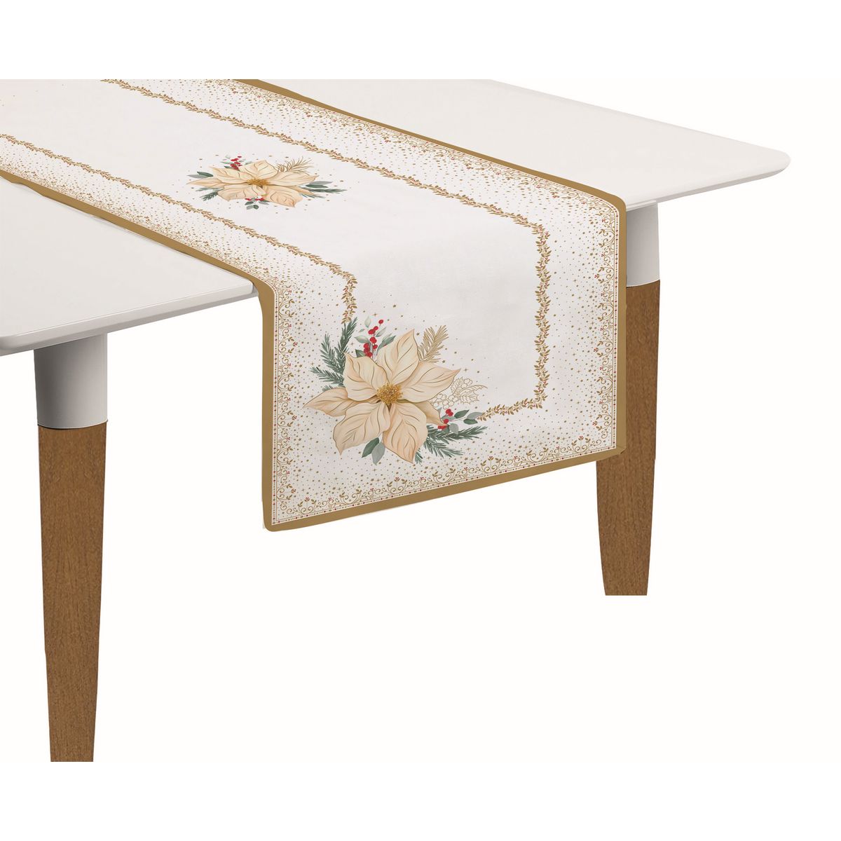 ΤΡΑΒΕΡΣΑ ΜΕ ΧΡΥΣΟ ΑΛΕΞΑΝΔΡΙΝΟ SET/2 WHITE ELEGANCE 140Χ45cm ΒΑΜΒΑΚΕΡΟ image