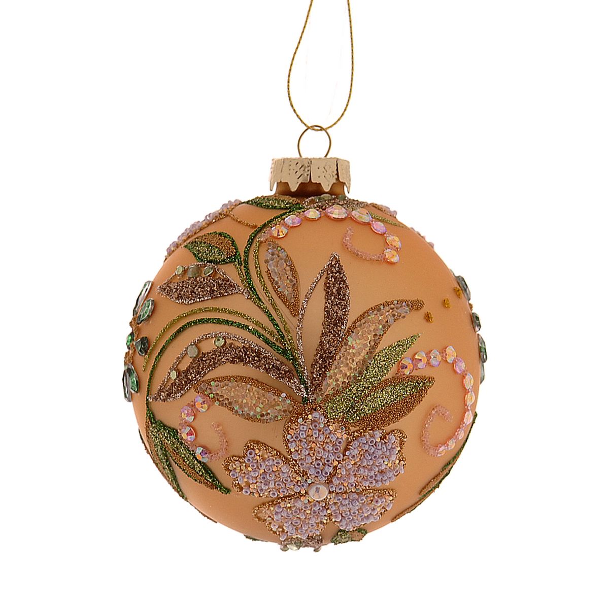 ΜΠΑΛΑ 12cm ΧΡΥΣΟ ΑΝΘΗ ΦΥΛΛΑ ΚΡΥΣΤΑΛΛΑ ΓΥΑΛΙ image