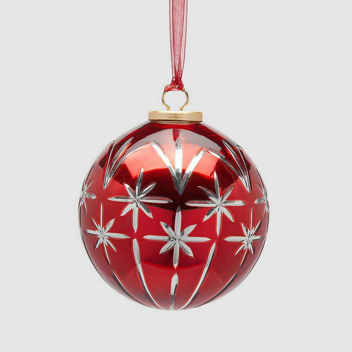 ΜΠΑΛΑ ΚΟΚΚΙΝΗ ΜΕ ΣΚΑΛΙΣΜΑ ΑΣΤΕΡΙΑ ΧΕΙΡΟΠΟΙΗΤΗ D13cm ΓΥΑΛΙ image