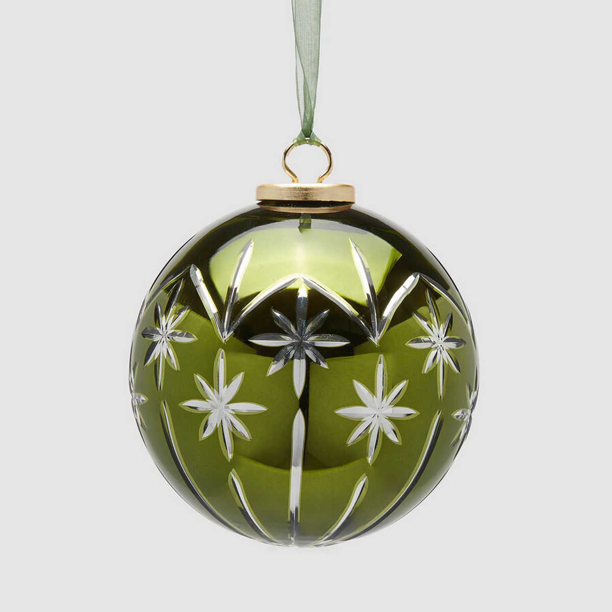 ΜΠΑΛΑ ΠΡΑΣΙΝΗ ΜΕ ΣΚΑΛΙΣΜΑ ΑΣΤΕΡΙΑ ΧΕΙΡΟΠΟΙΗΤΗ D13cm ΓΥΑΛΙ image