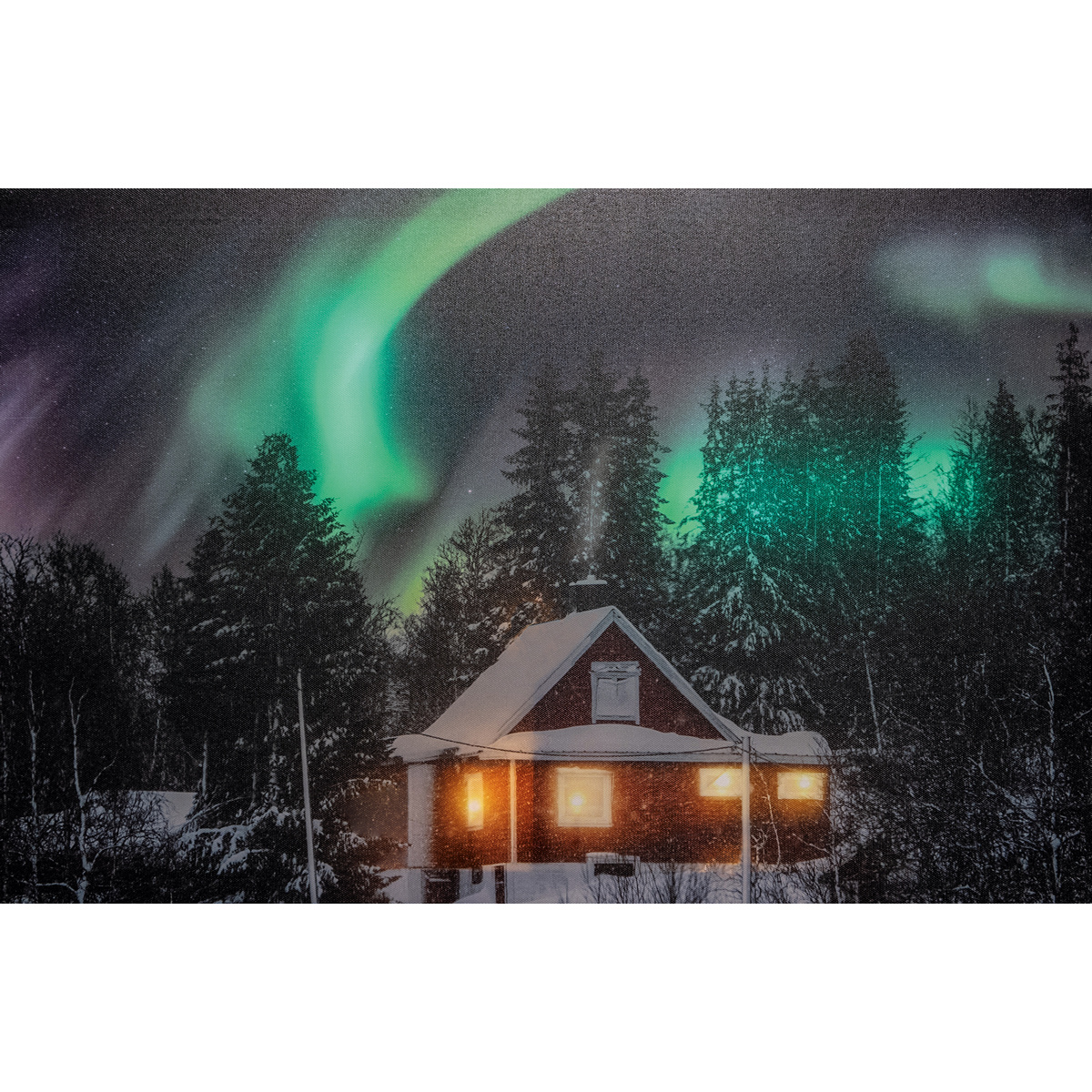 ΠΙΝΑΚΑΣ LED "RED HOUSE / NORTHERN LIGHT MOVING" INDOOR CANVAS 38X58X2 image