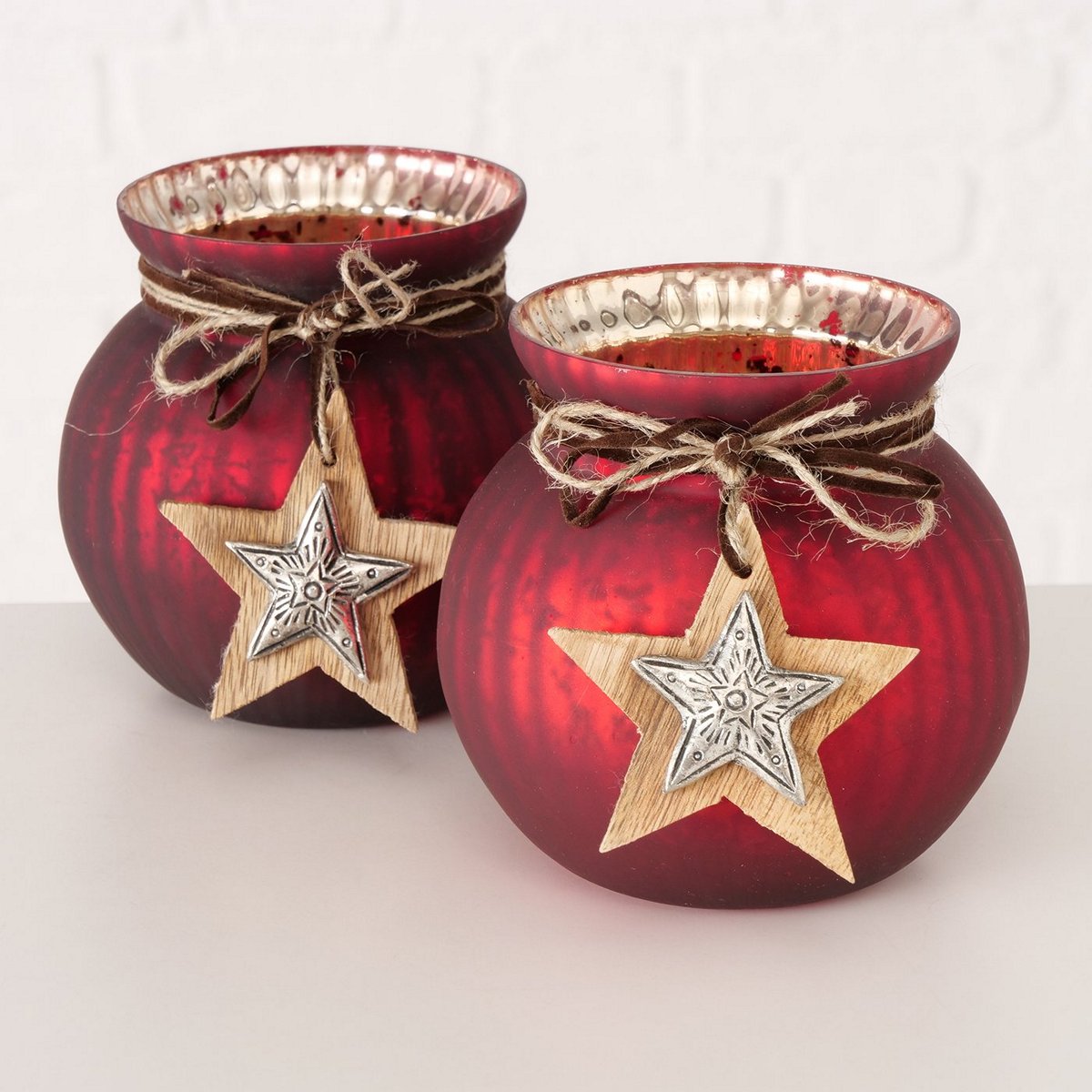 ΚΗΡΟΠΗΓΙΟ 2/ass ΚΟΚΚΙΝΟ ΜΕ ΞΥΛΙΝΟ ΑΣΤΕΡΙ Rodicia H13cm ΓΥΑΛΙ image