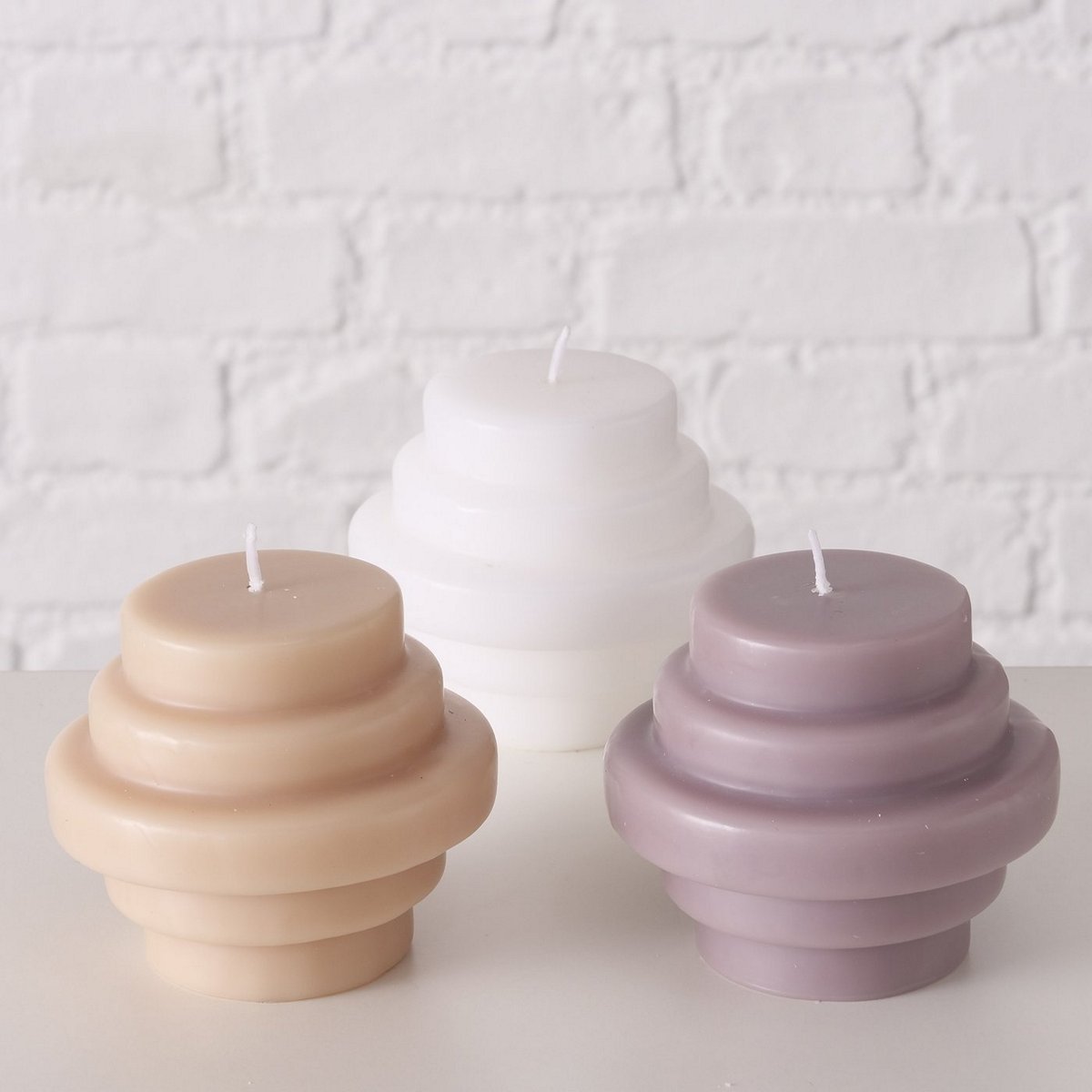 ΚΕΡΙ Trapeca 3/ass H9cm D10cm ΛΕΥΚΟ ΜΠΕΖ ΚΑΦΕ ΠΑΡΑΦΙΝΗ image