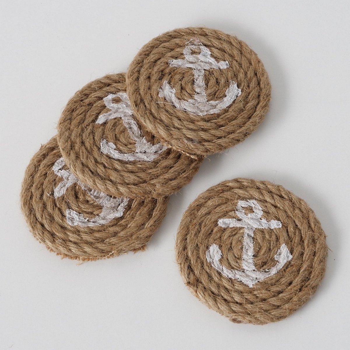 ΣΟΥΒΕΡ SET/4 ΨΑΘΙΝΟ ΣΧΕΔΙΟ ΑΓΚΥΡΑ ΛΕΥΚΗ Titus D10cm Γιούτα image